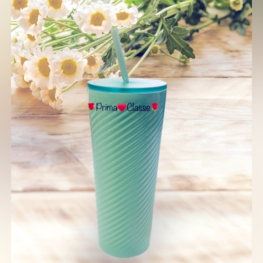 Starbucks Mint Green Swirl Cup Stainless Steel Cold Tumbler 24oz Insulated New